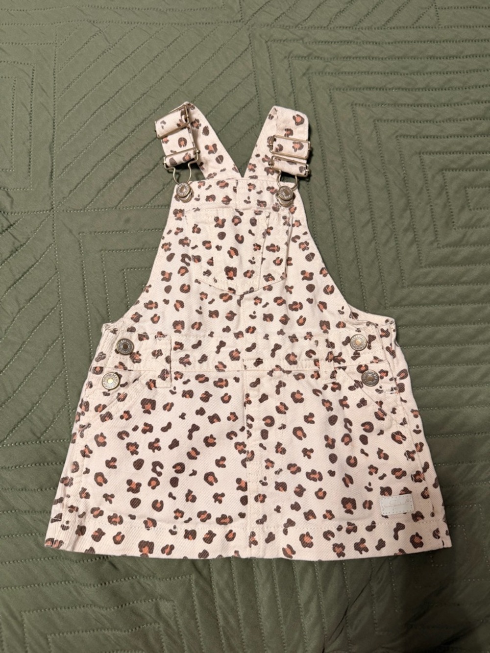 7 For All Mankind Pink Leopard Print Corduroy Overall Dress